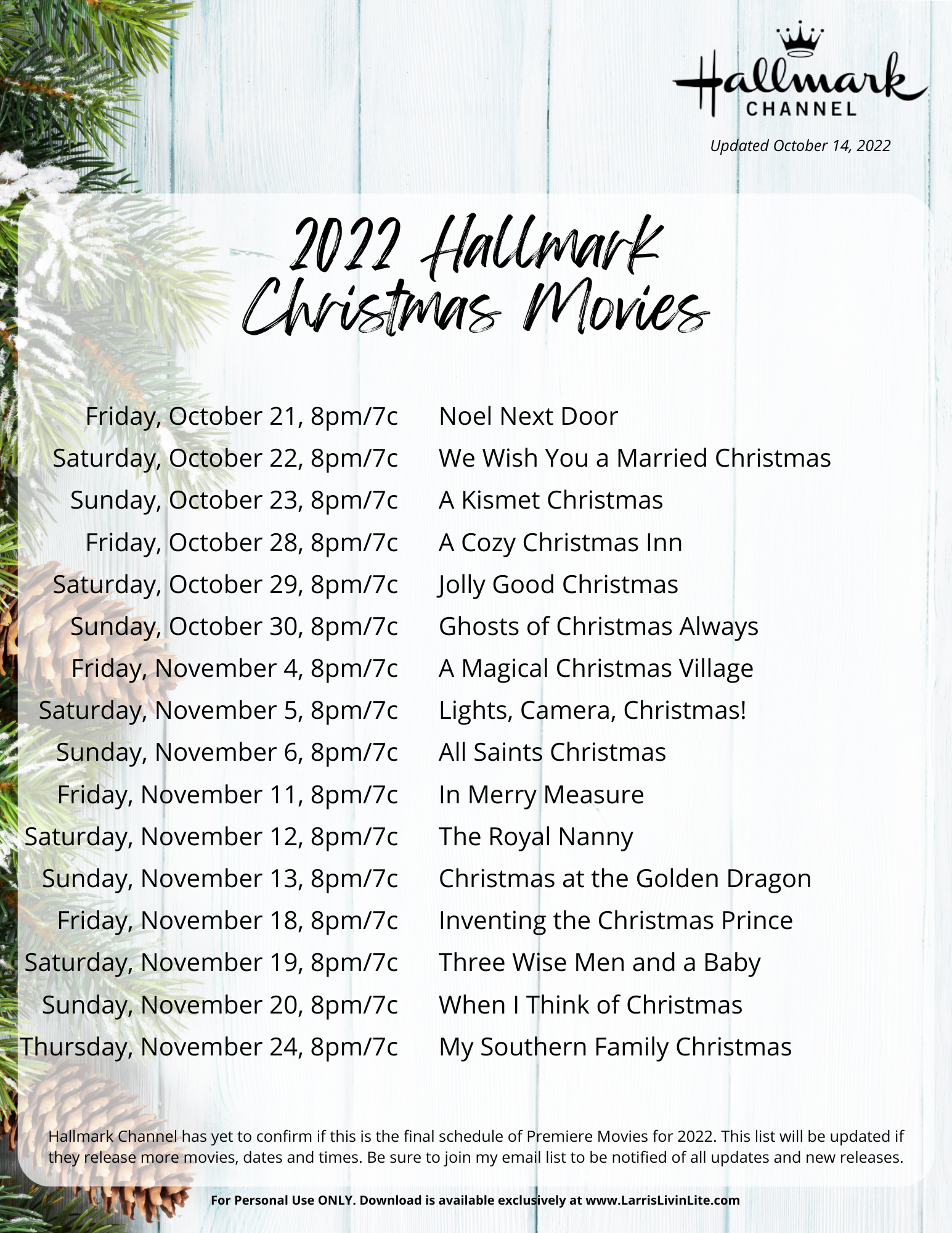 Hallmark Christmas Movie Schedule And Planner Stickers - Larris Livin Lite